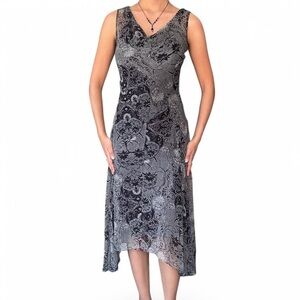 Robbie Bee 100% Silk Vintage Black Maxi Dress Hand Beaded Y2K Formal Dress